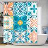 Modern Bathroom Shower Curtain With Blue Floral Design For Home Decor Waterproof Fabric Custom Sizes Available