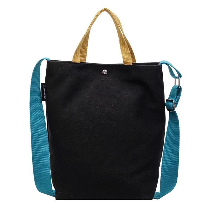 Simple canvas bag, men's and women's tide large-capacity portable shoulder bag, casual student class messenger bag