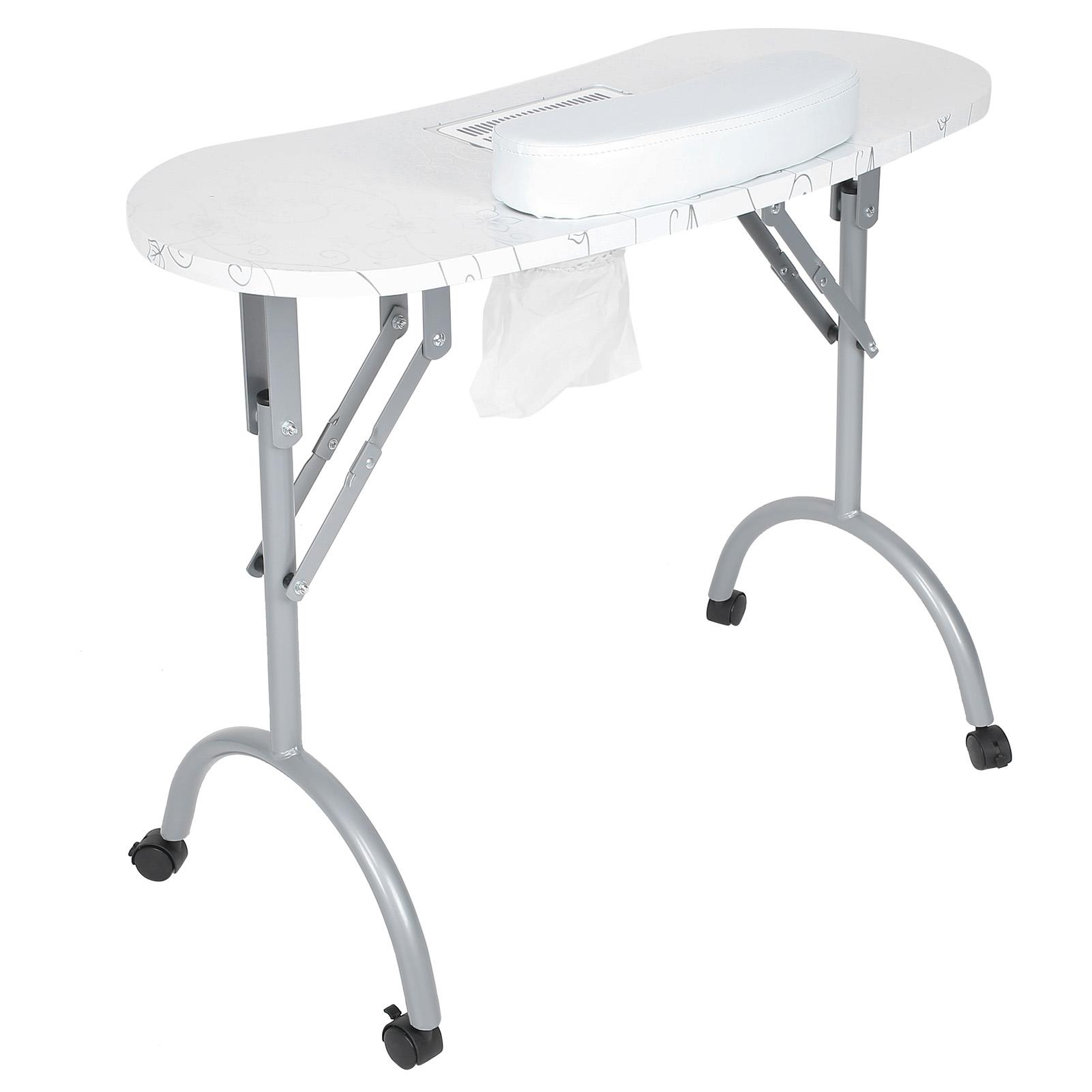 

Маникюрный стол для дизайна ногтей со встроенным пылесборником Складная рабочая станция для дизайна ногтей Белый UK Plug