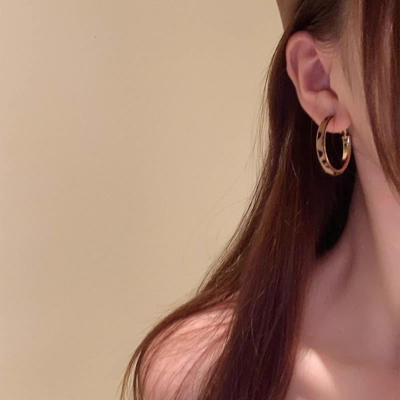 

Retro plush leopard print earrings women s light luxury high-end temperament earrings 111 silver needle niche personality Spice Girl earrings 925 silver needle