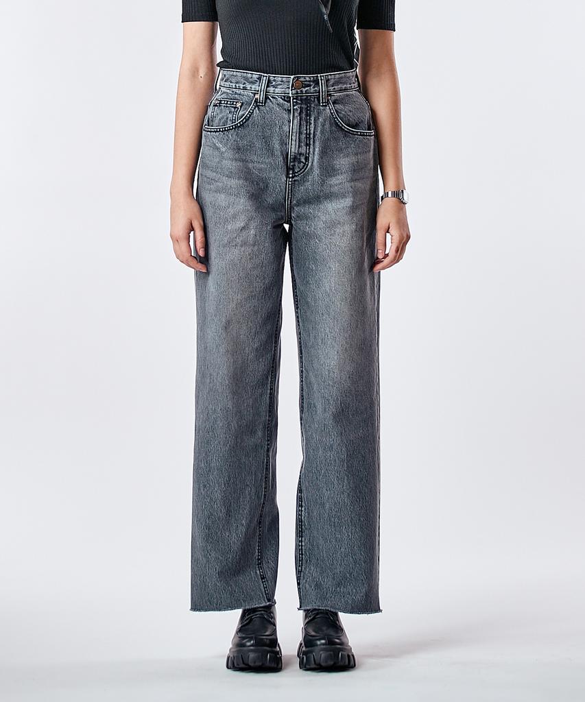 Pillogeulaem Washed Black Wide Denim Pants