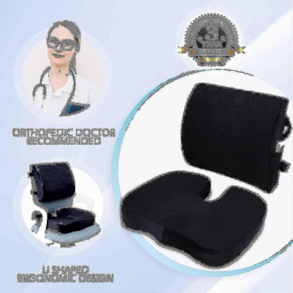 Orthopedic Seat Cushion And Back & Lumbar Support Cushions Pillow For Office Chair Memory Foam Car Seat Cushion