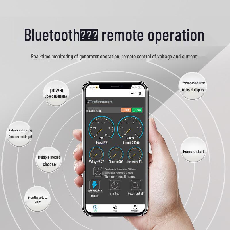 24V DC Ultra-Low Noise Inverter Generator with Bluetooth Auto Start/Stop & 13L Fuel Tank for Large Truck Parking