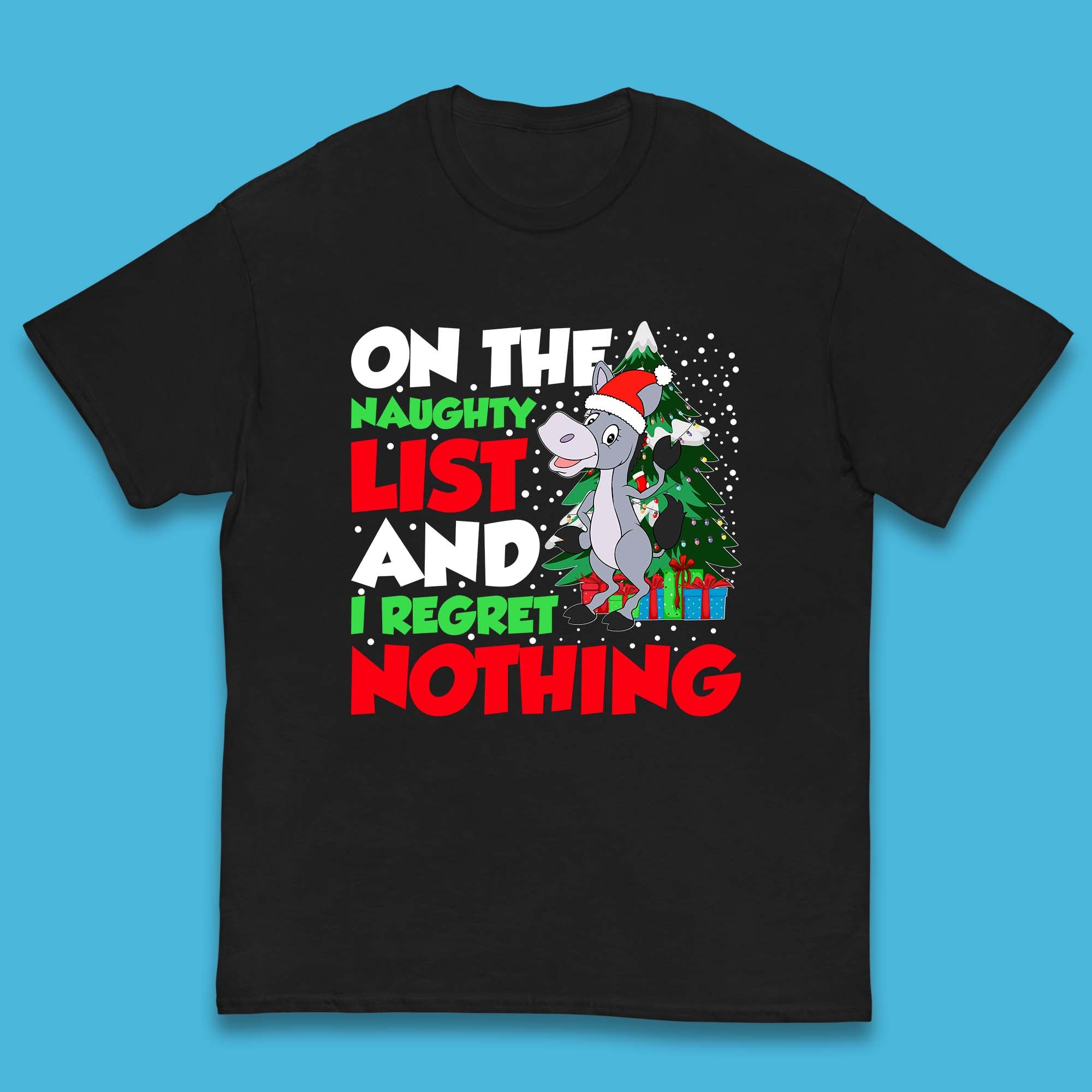 Donkey Christmas Naughty List Kids T-Shirt 150