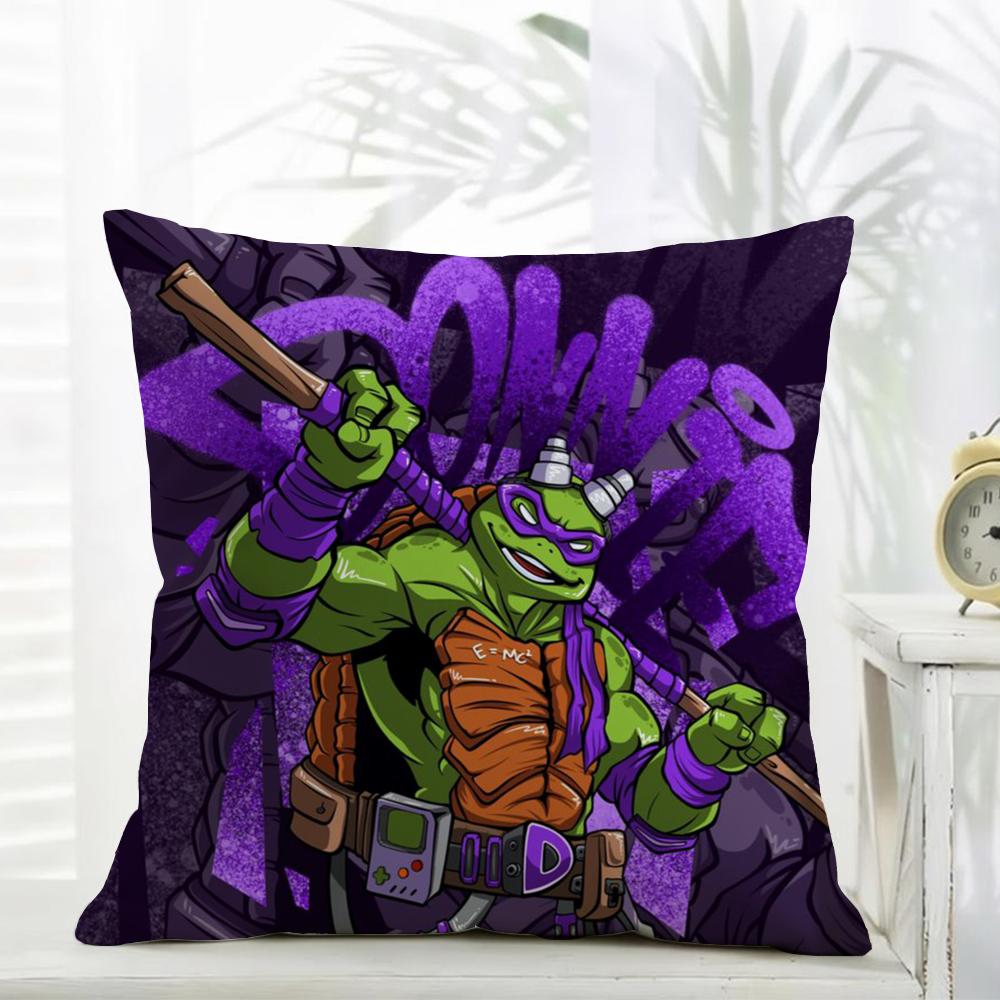 NNinja Movie TTurtles Cushion Cover Daily Washable Linen Pillowcase Soft  for Sofa Bed Home Room Decor