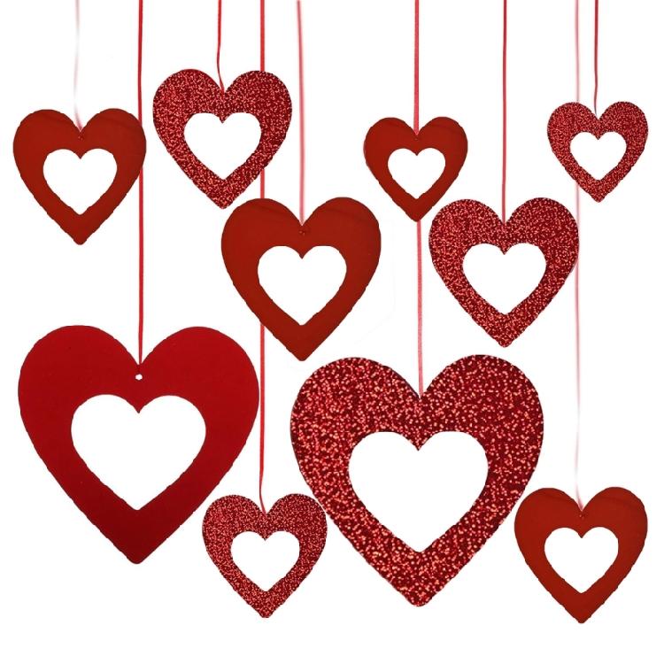 40 Pieces Cutout Heart Hanging Pendant for Indoor Christmas Tree Embellishments Festival Home Decoration Accessories
