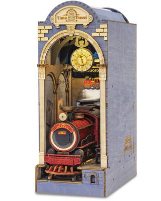 Robotime 3D Holzpuzzle DIY Holz Bücherregal-Ecke-Bausatz mit Buchständer und LED Miniaturhaus Weihnachts- Geburtstagsgeschenk Licht, Bausatz, (Zeitreise)