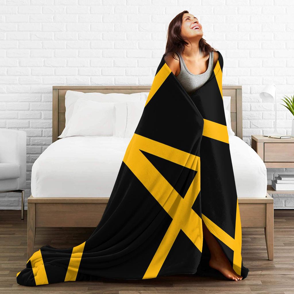 Van Halen Abstract Black And Yellow With Lines Blankets Warm Bedding Throws Winter Camping Chair Sofa Bed Casual Bedspread