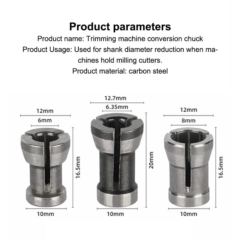 1 sada M17 6/6,35/8 mm kleštinový sklíčidlo adaptér s maticí kovové gravírování ořezávací stroj frézka fréza příslušenství