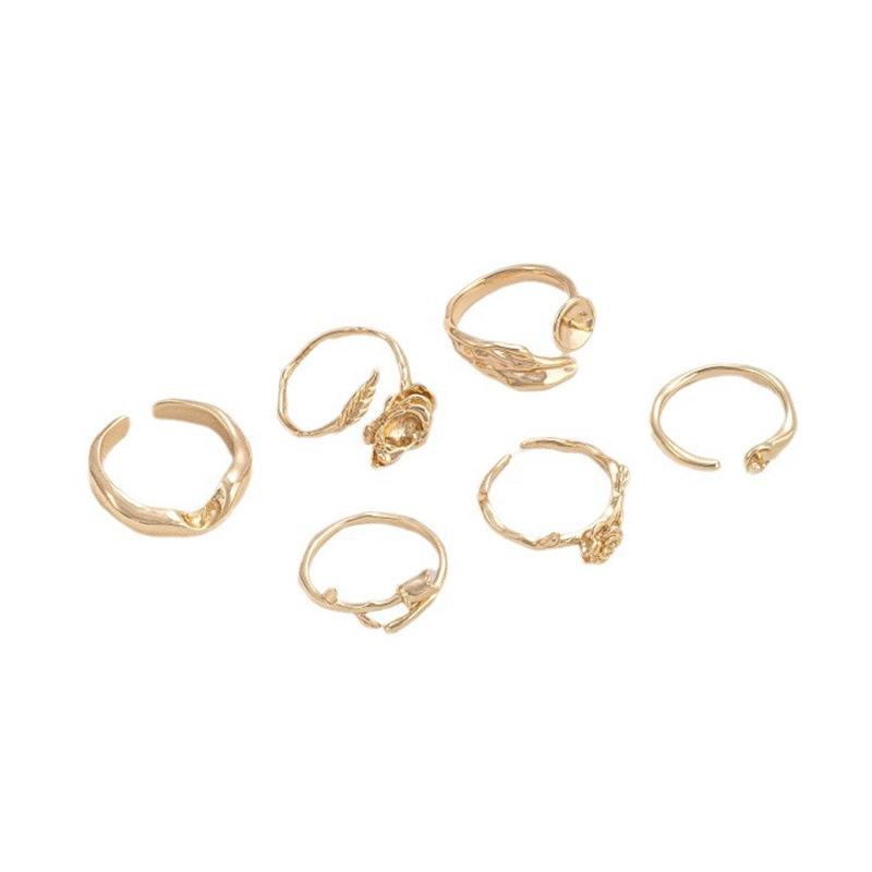 14K Gold Filled Rose Tulip Leaf Bead Cap Ring with Glue-In Pearls