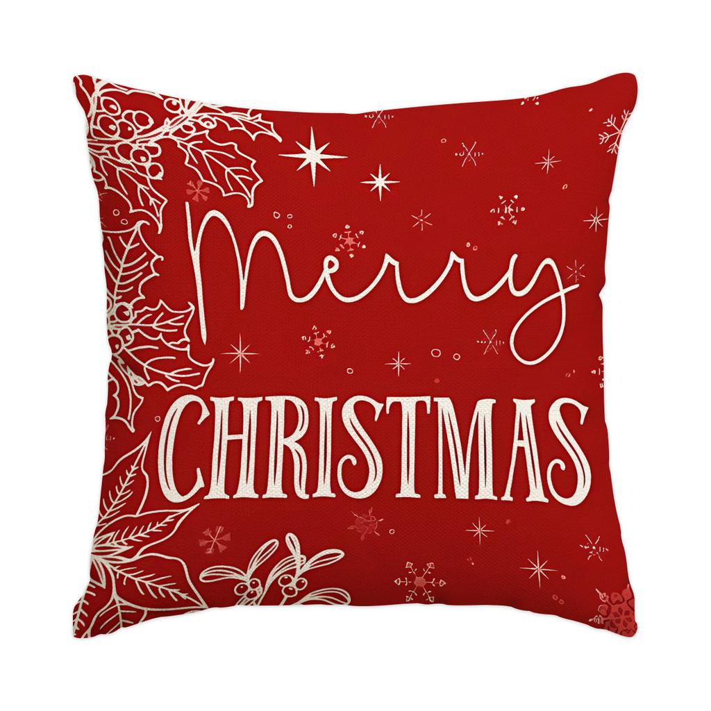 1 \ 4pcs blue Christmas pillow cover, single-sided printed cushion cover, suitable for living room sofas (without pillow core)