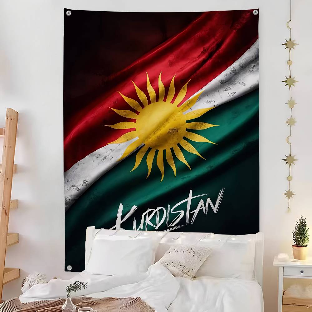 Kurdystan FLAGA Mapa Flaga Pokój Sypialnia Dom Wisząca na Ścianę na Zewnątrz Koncert Drukowany Tło Dekoracja Baner Artystyczny