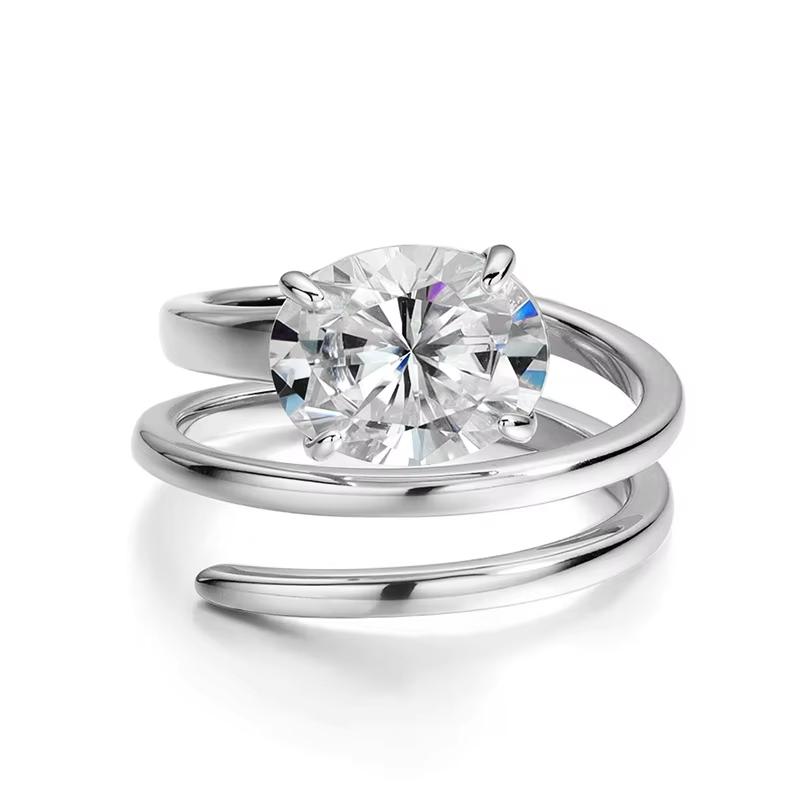 

Smyoue 1CT-3CT Сертифицированное Кольцо-солитер с Муассанитом, Покрытие 14K, Женское, Свадебное, Лабораторный Алмаз, Кольцо из Чистого Серебра 925 Пробы, 100% Шани Абергель 4&1CT us size