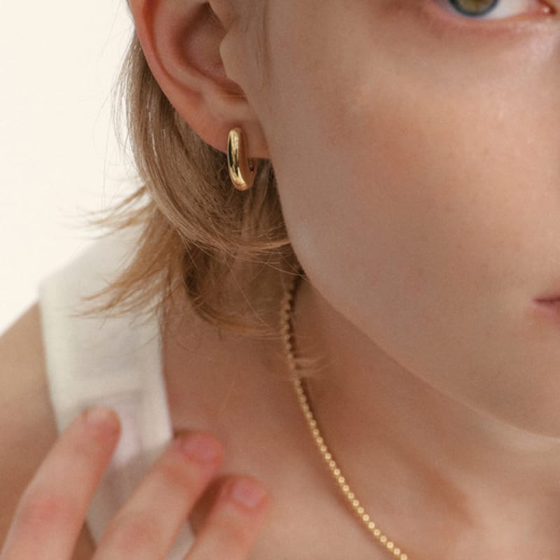 LUNNE Silver 925 Domed One-Touch Earrings #LSE102