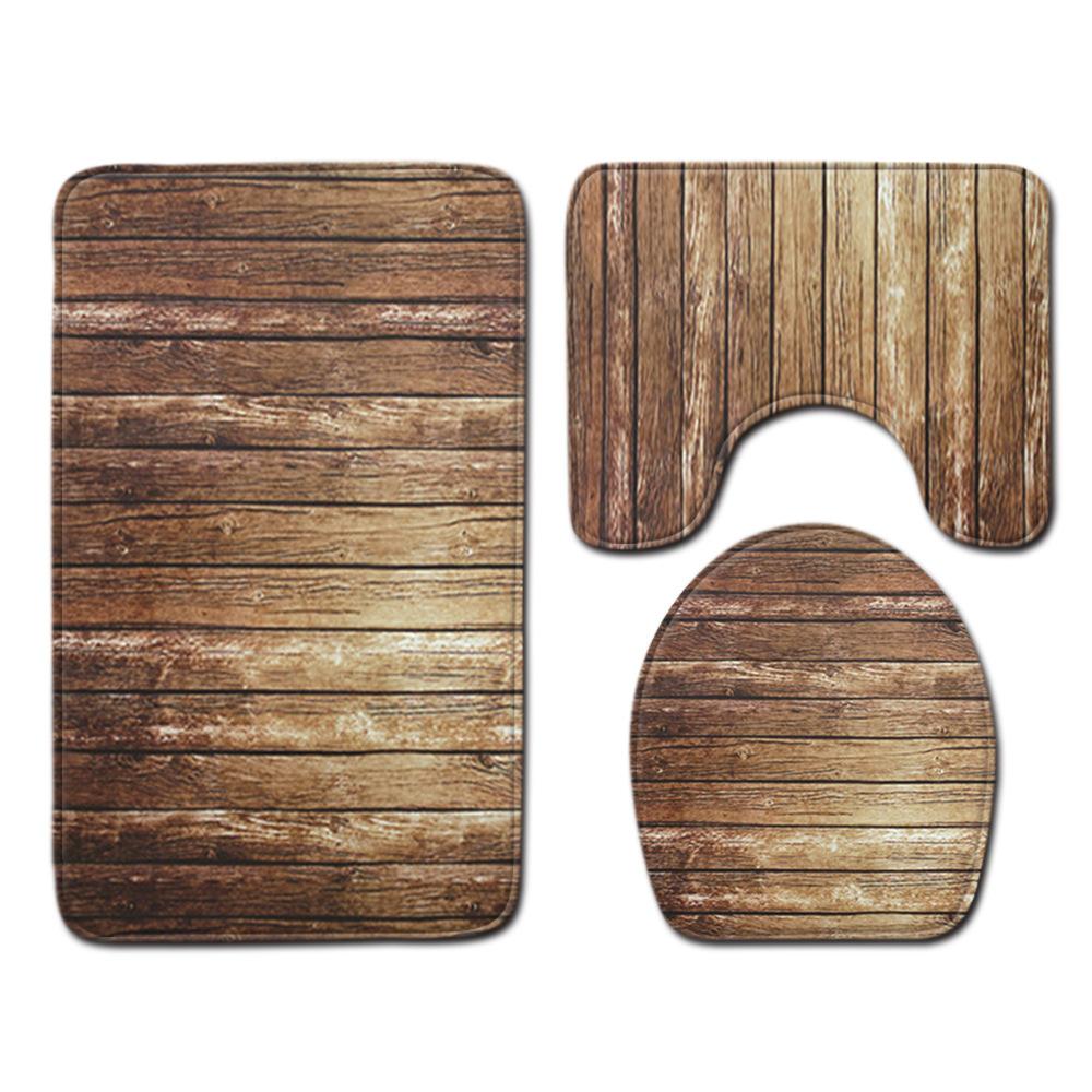 

Текстура доски под дерево Набор ковриков для туалета и ванной комнаты Нескользящий коврик для пола Придверный коврик 45*75