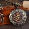 Vintage Number Dial Mechanical Pocket Watch Wood Circle Carved Men Unique Hollow Steampunk Retro Mechanical Clock Watches Chain