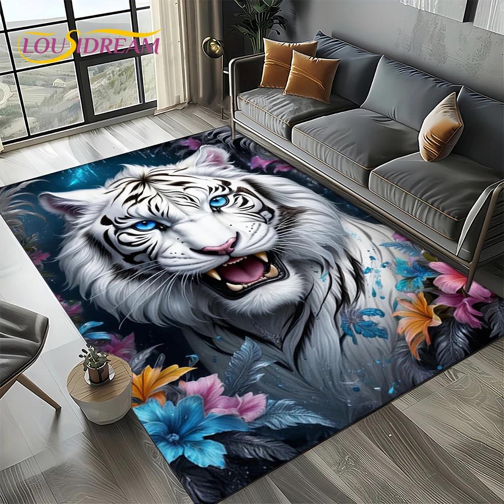 27 Style New Fierce Tiger Lion Leopard Beast Animal Wildlife Cartoon Carpet Rug for Living Room Bedroom Sofa,Non-slip Floor Mat