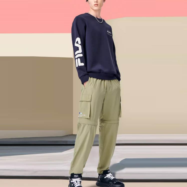 FILA Logo Print Sports Pullover Sweatshirt Men Tops Legion-Blue F11M149208FNV