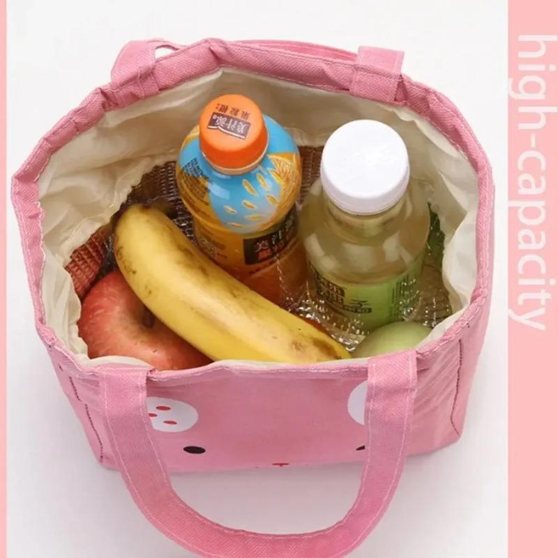Picnic Cooler Lunch Box - Functional Drawstring Portable Insulated Canvas Lunch Bag, Thermal Food Bag for Women Kid