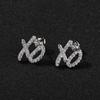 Simple Fashion Copper Inlaid Zircon Stud Earrings Niche Design High Sense XO Full Diamond Stud Earrings Casual Versatile Earrings 2026
