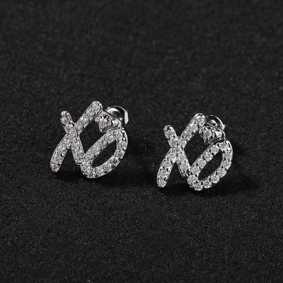 Einfache Mode Kupfer Inlay Zirkon Ohrstecker Nischen Design Hohes Gefühl XO Voll Diamant Ohrstecker Lässige Vielseitige Ohrringe 2026