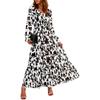 Women's Casual Long Sleeve V Neck Maxi Floral Bohemian Maxi Wedding Guest Dress