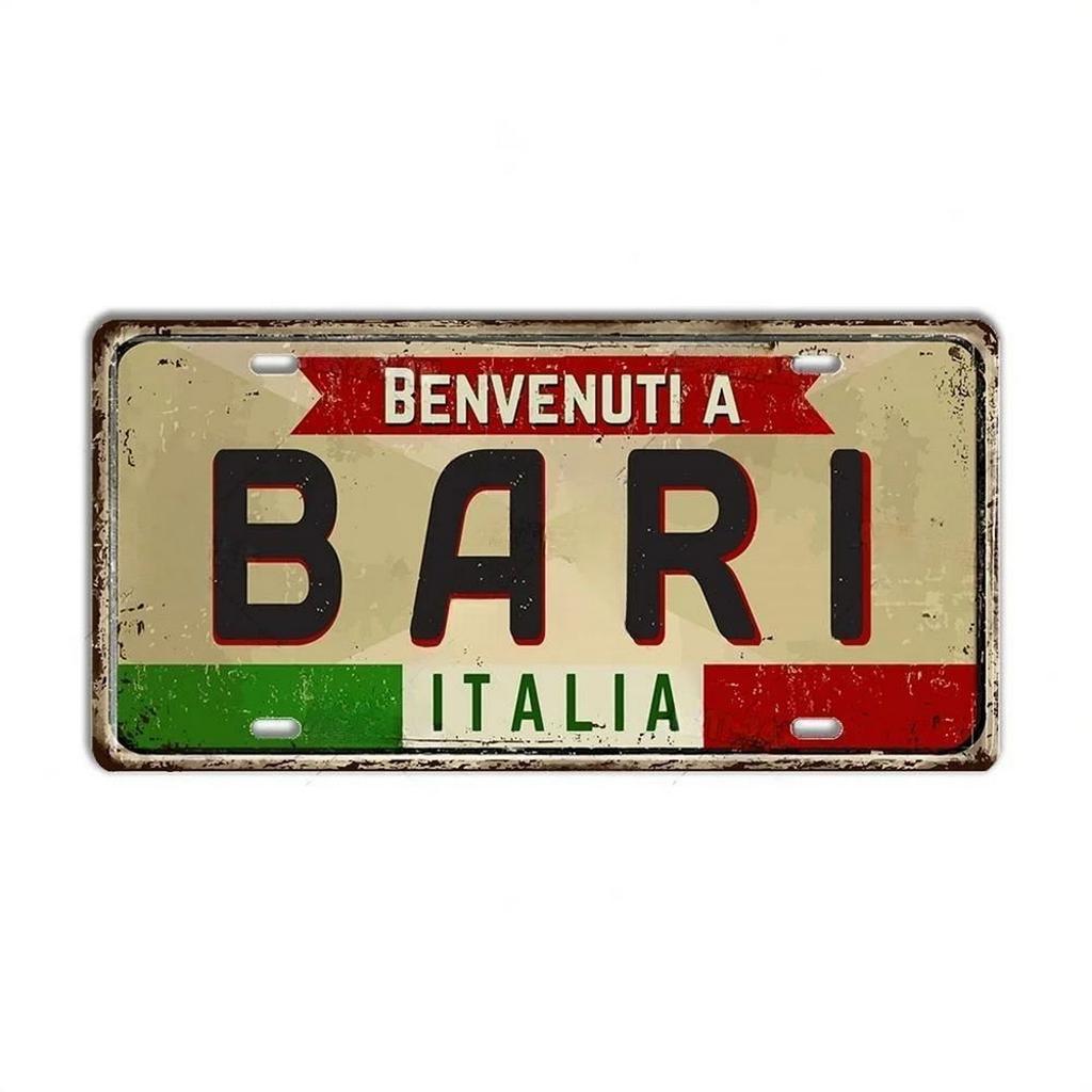 Mfoever Tin Italy License Plates for Wall Art Decoration Metal Tin Signs Vintage Tags Metal Automotive Signs For Cafe Bar Club Garage Pubs