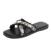 2025 new summer versatile small fragrant slippers outer wear women's fashion flat bottom travel beach sandals large size women's shoes