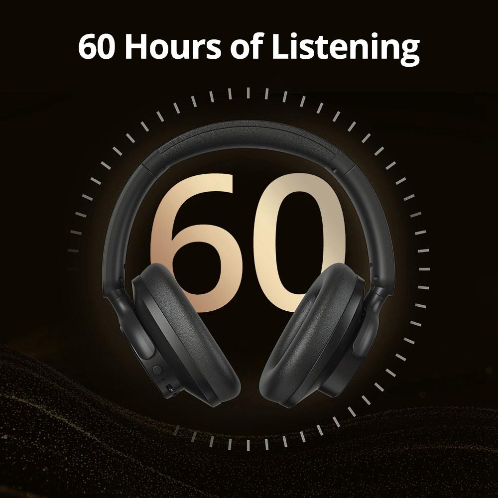 Tronsmart Sounfii Q20S ANC Headphones, Hybrid Noise Cancellation 40dB, 60H Playtime, Hi-Res Audio, Bluetooth 5.3, APP Control, Dual Device Pairing