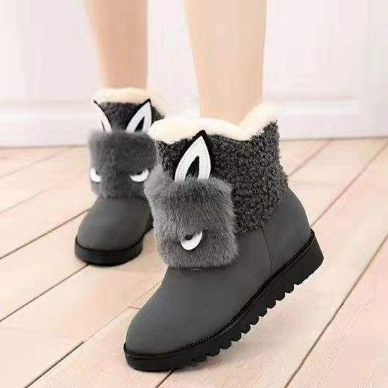 

2025 Winter Fleece-Lined Girls Snow Boots, Cute Flat Boots, Warm Cotton, Non-Slip, Casual. 35 (Insole 22cm)