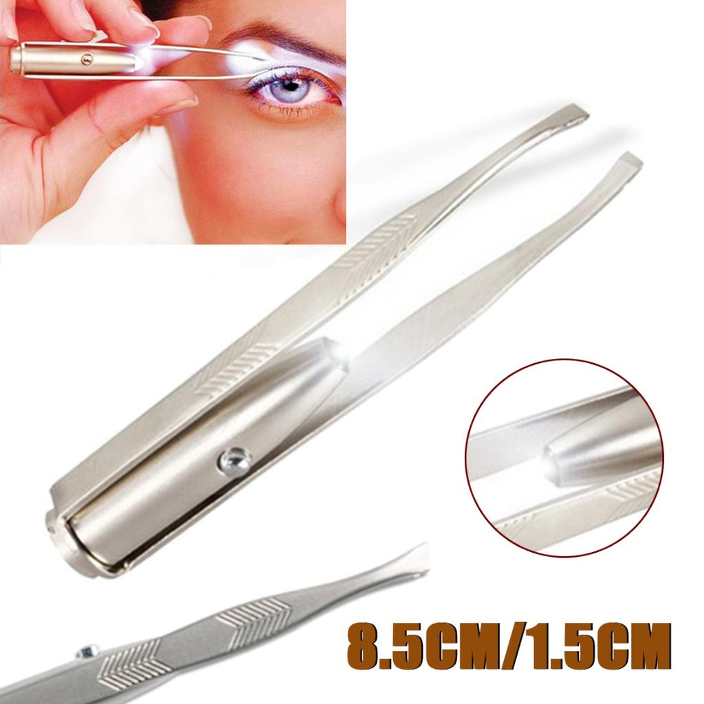Nerezová ocel LED světlo pinzeta klip na odstraňování chloupků obočí a obličeje nástroj na líčení