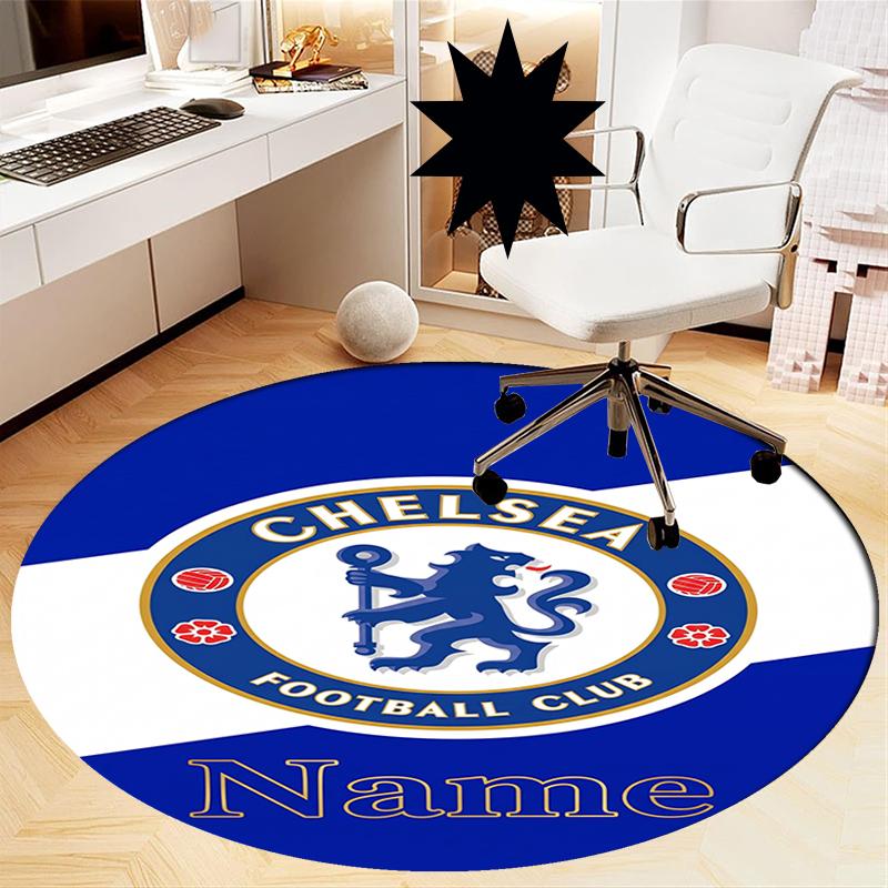 Custom Name Chelsea Football Club Printed Round Rug Carpet Chair Rug Area Rug Entryway Doormats,for Office Chair Living Room Bedroom Kitchen Room.