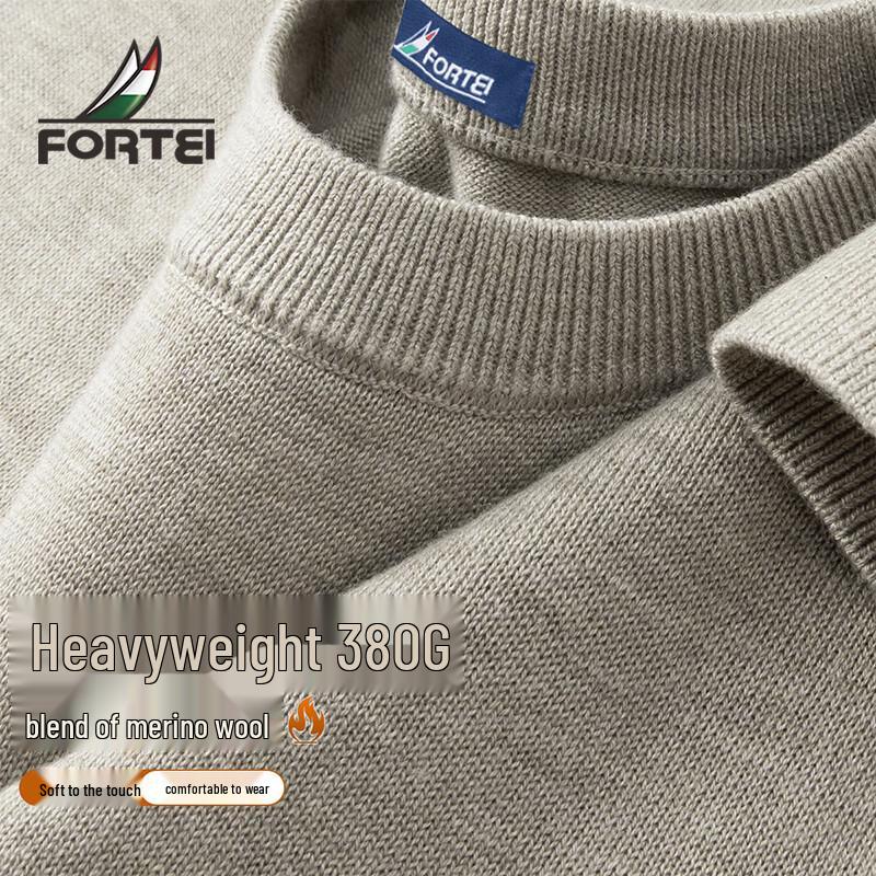 Fu Ting Men s Heavyweight Merino Wool Blend Crew Neck Sweater 2XL (EU 54)