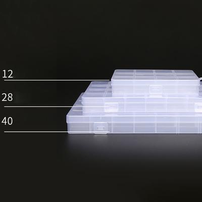 Household Multifunctional Portable Transparent Storage Box 12/28/40 Grid Plastic Storage Box, Tool Parts, Screws
