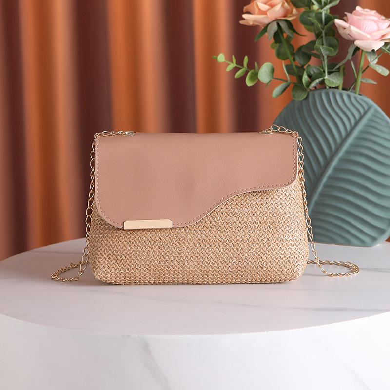 

Versatile woven bag New fashionable contrasting color chain diagonal span bag shoulder bag