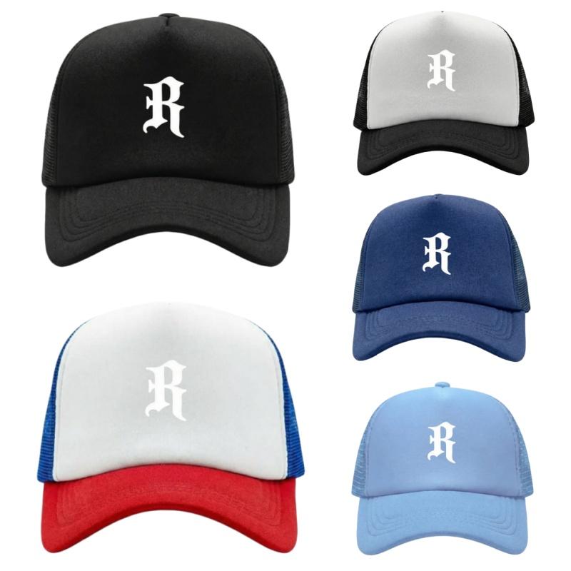 Letter R Printed Adjustable Baseball Cap Classic Snapback Dad Hat Breathable Mesh Hat Golf Fishing Outdoor Sun Cap