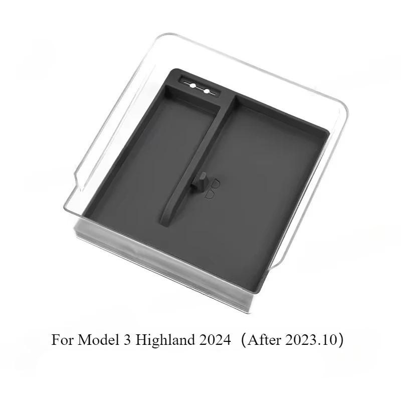 For Tesla Model 3 Highland Center Console Eyeglasses Storage Case Armrest Organizer Transparent Case Car Interior Accessories