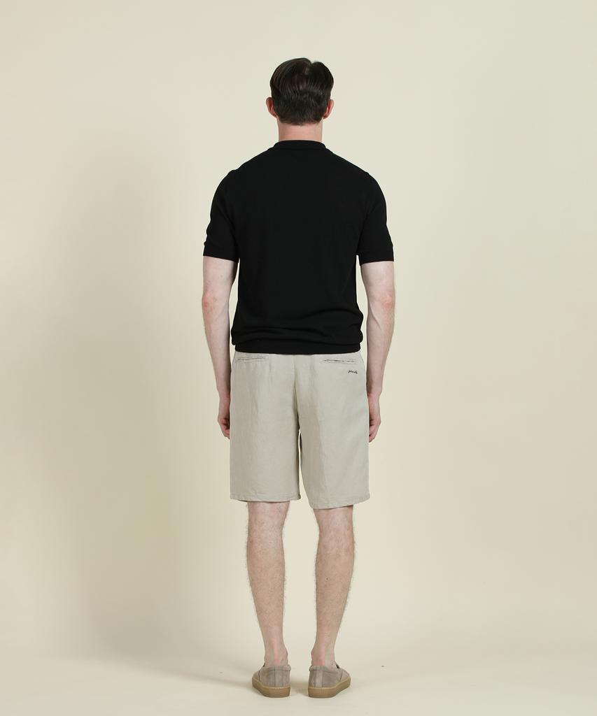 PANICALE Black Striped Short Sleeve Polo Knit