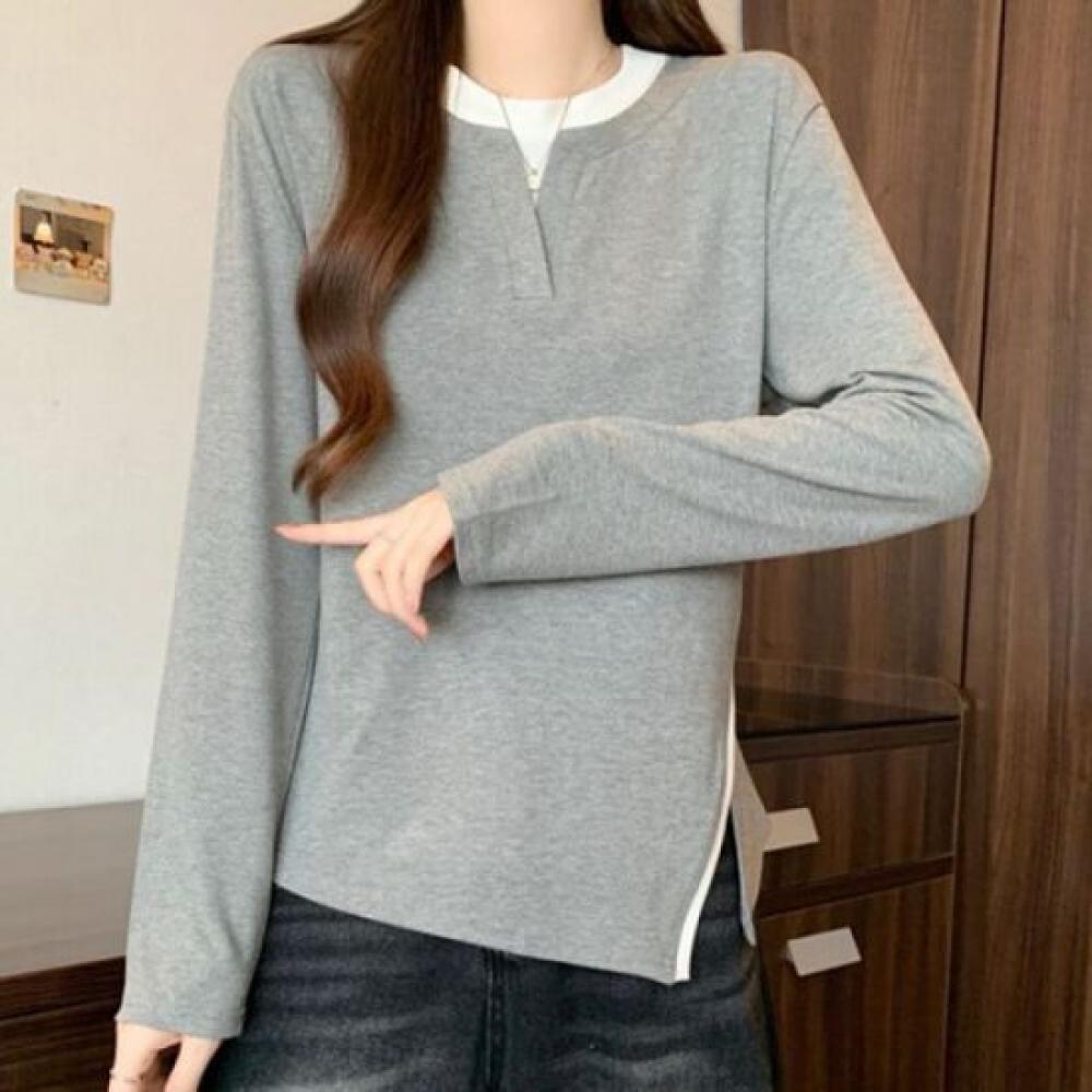 Navava NT3217 Daily Side SliT Round Neck Long Sleeve T shirT
