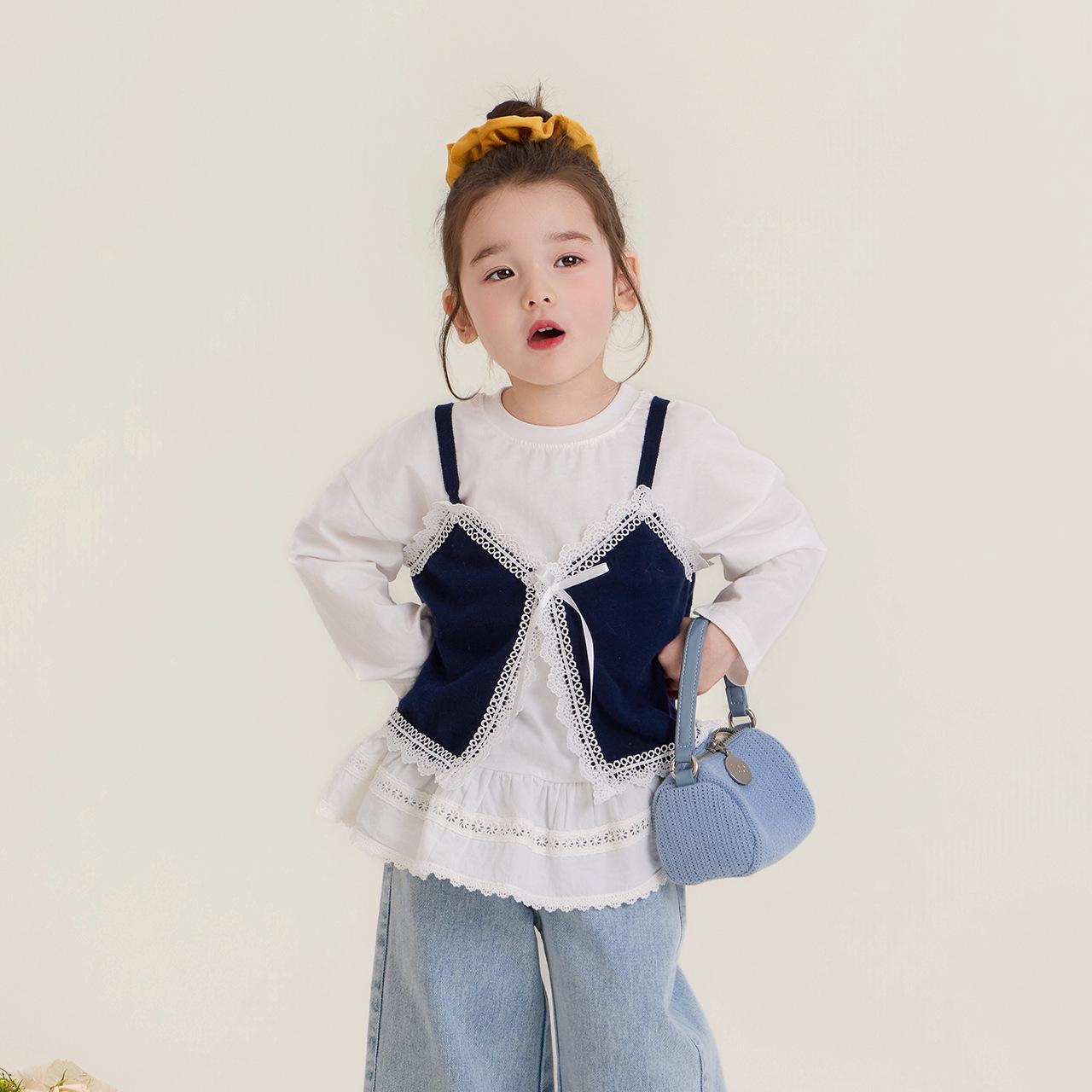 2026 Girls Lace Patchwork Camisole Vest (Size S-XL) 120 cm