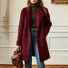 Women's Retro Plaid Casual Mid-Length Wool Coat with Lapel Collar