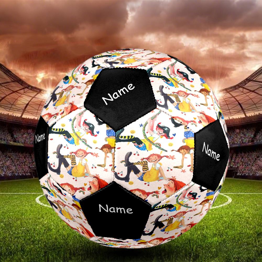 Custom Name Pippi Longstocking Theme Size 5 Soccer Ball, Suitable for Both Indoor and Outdoor Matches, a Gift Suitable for Everyone.