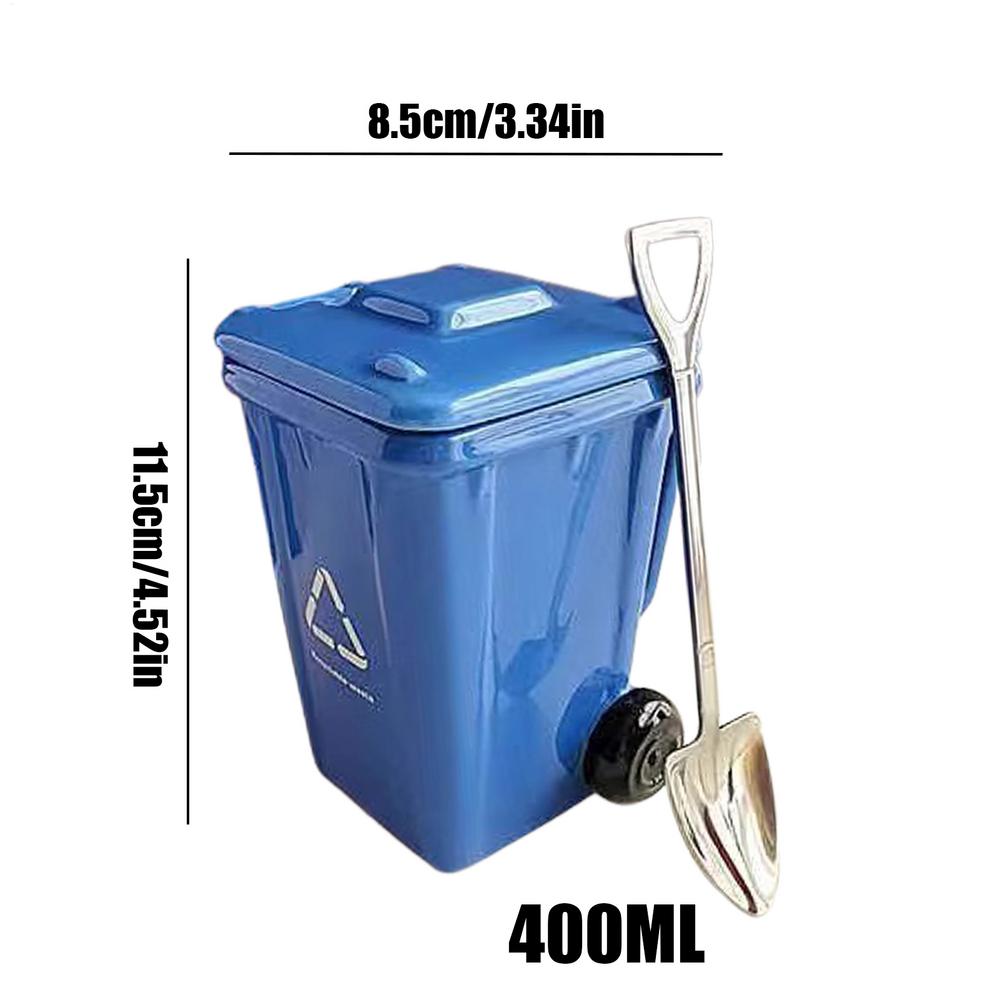 Ceramic Mug Creative Trash Can Shaped Coffee Mug Wheelie Trash Bin Ceramic Mug With Shovel-shaped Spoon Funny Birthday Gifts