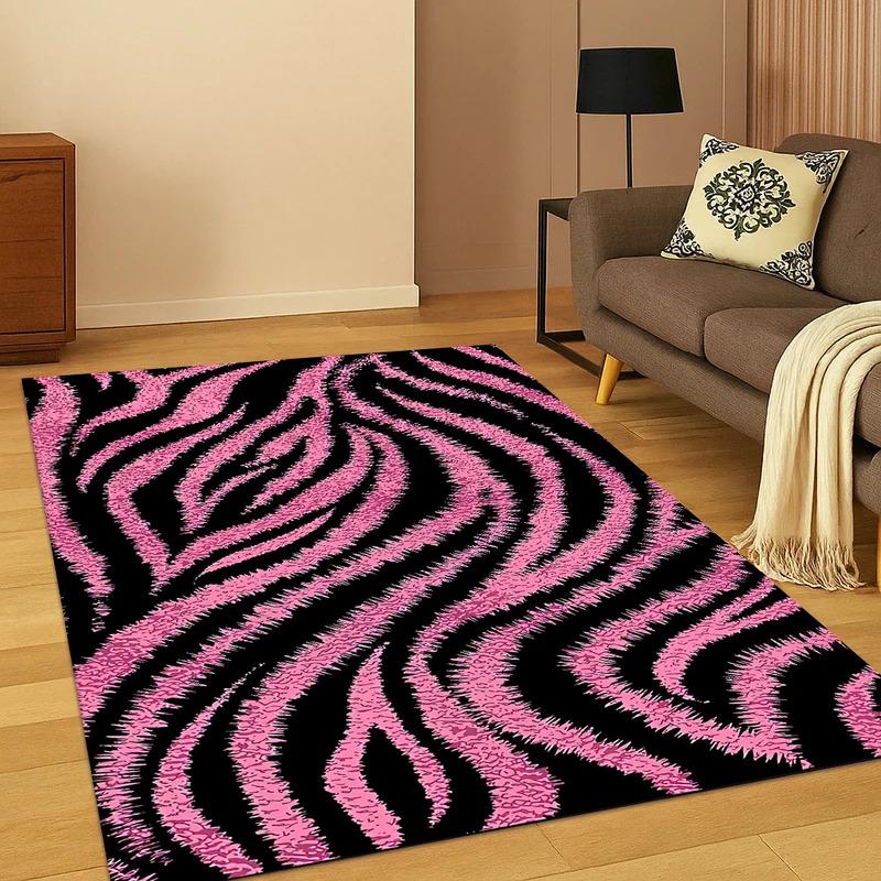 VIKAMA Tierfellmuster Teppich Zebra- und Tigerstreifen Teppich Weicher und bequemer Teppich für Schlafzimmer und Wohnzimmer Heimdekoration