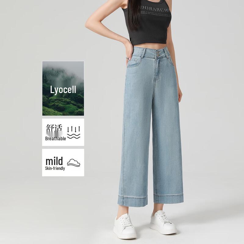 Women s Tencel Blend Cropped Wide-Leg Jeans 2XL