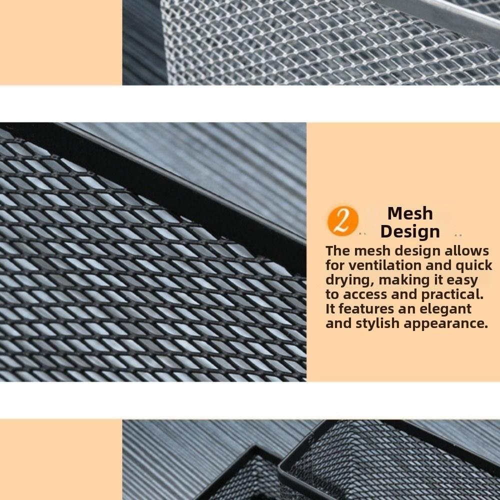 Porta-canetas de Malha de Metal Vazado 3/4 Divisórias Organizador de Papelaria de Mesa Caixa de Armazenamento de Lápis Cosméticos
