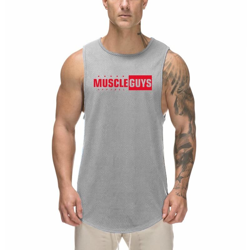 Do The Work  Muscleguys Summer New Brand Gym Sports Quick-drying Bodybuilding Fitness Mesh Fashion Breathable Cool Sleeveless Shirt