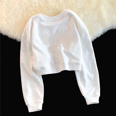 Thin Short Sweatshirt Women's High Waist Solid Color Top