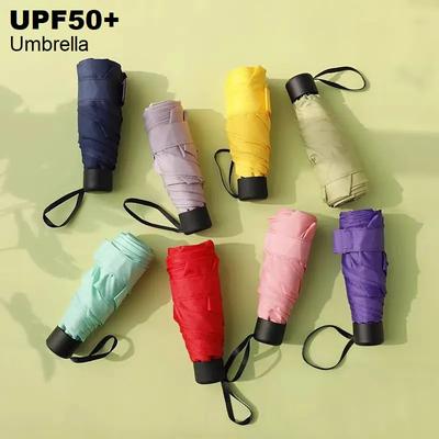 Tragbarer Mini-Sonnenschirm Kleiner Taschen-Regenschirm UPF50 Reiseschirm Vinyl-Faltregenschirm UV-Schutz Sonnenschirm Taschenschirm