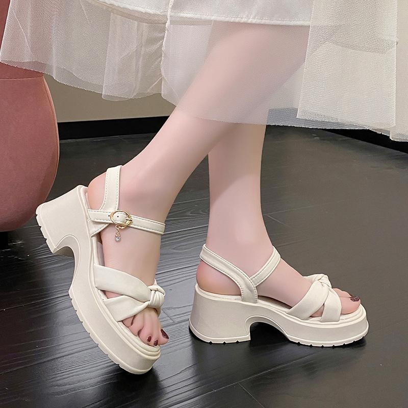 Platform sandals fairy fairy wind summer new comfortable soft surface thick heel muffin shoes Roman shoes outer wear women's shoes